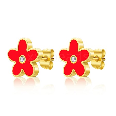 Stainless Steel Enamel Flower Stud Earrings XB5418-3-1