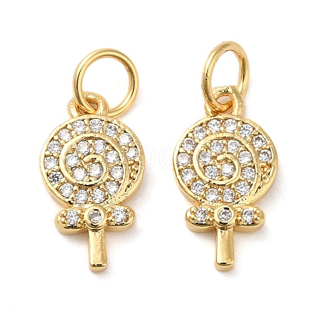 Rack Plating Brass Micro Pave Clear Cubic Zirconia Pendants KK-K349-14G-1