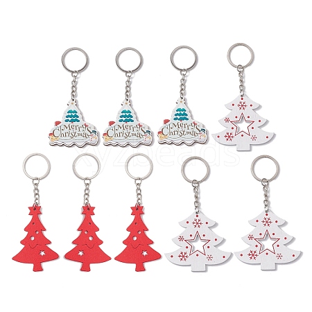 Christmas Tree Wood Pendant Keychain Sets KEYC-JKC00970-1