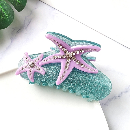 Starfish Glitter Acrylic Claw Hair Clips PW-WGECF37-01-1