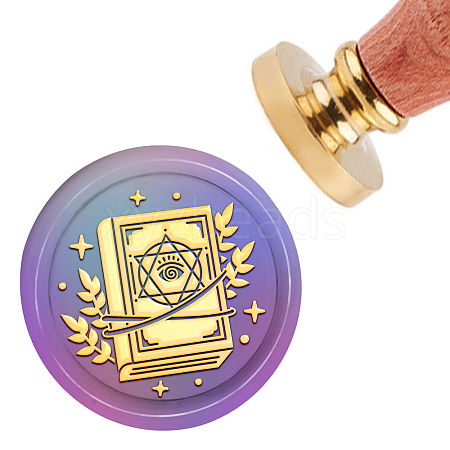 Brass Wax Seal Stamp with Handle AJEW-WH0184-0205-1