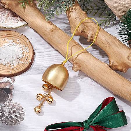 Christmas Bell Brass Pendant Decorations HJEW-TA00316-1