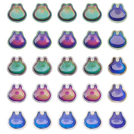 40Pcs 5 Colors Two Tone Glass Beads GLAA-TA0003-37-1