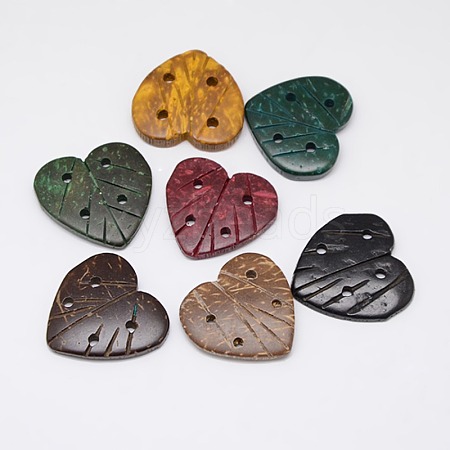 Carving Heart Coconut Buttons 4 Holes Sewing Buttons Scrapbooking BUTT-O002-B-1