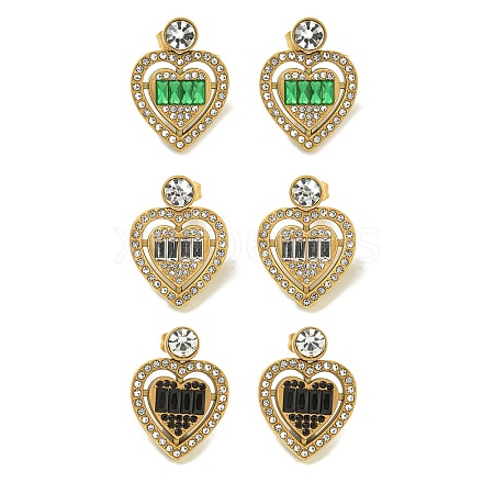 Ion Plating(IP) 304 Stainless Steel with Rhinestone Stud Earrings EJEW-G400-02C-G-1