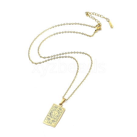 Rectangle with Twelve Constellations Pendant Necklaces NJEW-D069-01G-05-1