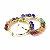 Natural Mixed Stone Beaded Hoop Earrings for Women EJEW-C003-03N-RS-2