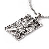 Zinc Alloy Rectangle with Deities Pendant Necklace with 304 Stainless Steel Chains NJEW-C007-10AS-1