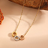 304 Stainless Steel Tri-Color Gear Pendant Necklaces for Women WG590E2-02-1