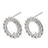 Brass Micro Pave Cubic Zirconia Stud Earring Findings with Loops CU-CBA1682-04P-1