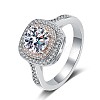 Rhodium Plated 925 Sterling Silver Micro Pave 6.5x3.9mm Moissanite Finger Rings for Women WGCD3AD-21-5