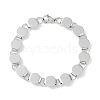 Non-Tarnish 201 Stainless Steel Flat Round Link Chain Bracelets for Women Men BJEW-I316-07A-P-1