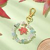 Natural & Synthetic Gemstone Chips Beads & Maple Leaf Alloy Enamel Pendant Decoration KEYC-JKC01018-04-2