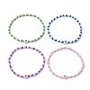 4pcs 4 Colors Acrylic Heart & Glass Seed Beaded Stretch Bracelets BJEW-JB10528-4