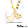 Shiny Brass Clear Cubic Zirconia Double Heart Pendant Dapped Chain Necklaces for Women RU1359-2-1