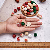 140Pcs 7 Styles Painted Natural Wood European Beads WOOD-TA0001-65-7