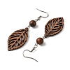 Leaf Natural Walnut Wood Dangle Earrings for Women EJEW-JE06101-01-4