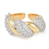 Twist Brass Micro Pave Clear Cubic Zirconia Open Cuff Ring for Women RJEW-Q819-02G-2