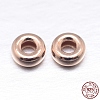 Real Rose Gold Plated Flat Round 925 Sterling Silver Spacer Beads STER-M103-02-6mm-RG-2