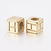 304 Stainless Steel Large Hole Letter European Beads LS-STAS-H428-01G-H-2