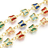 Brass Glass Butterfly Charm Link Chains CHC-T018-11A-G-1