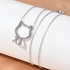 304 Stainless Steel Cat Outline Pendant Necklaces for Women NJEW-F339-03P-5