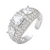 Brass Micro Pave Cubic Zirconia Cuff Open Rings for Women RJEW-L343-13P-03-4