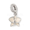 Brass Micro Pave Clear Cubic Zirconia Flower European Dangle Charms KK-C086-03P-01-1