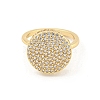 Flat Round Brass Micro Pave Clear Cubic Zirconia Finger Rings RJEW-G309-41G-2