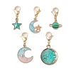 5Pcs Moon Star Planet Alloy Enamel Pendant Decoration HJEW-JM02742-02-1