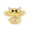 Real 18K Gold Plated Brass Pave Clear Cubic Zirconia Connector Charms KK-L209-059G-01-1