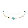 Tortoise Dyed Synthetic Turquoise & Shell Pearl & Glass Seed Beaded Necklace NJEW-TA00054-6