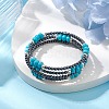 Non-magnetic Synthetic Hematite Bead & Synthetic Turquoise Bangle Making BJEW-JB10990-2