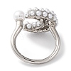 Rack Plating Moon Brass ABS Imitation Pearl Open Cuff Rings for Women RJEW-S242-07P-3