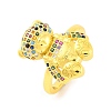 Bear Brass Micro Pave Cubic Zirconia Open Cuff Ring for Women RJEW-U003-23E-G-1