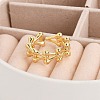 Rack Plating Brass Cuff Rings for Women RJEW-M028-115G-3