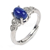 Oval Natural Lapis Lazuli Adjustable Rings RJEW-Q819-01P-03-2