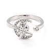 Moon & Star Rotatable Open Ring for Women RJEW-M139-13P-1