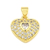 Heart Rack Plating Brass Micro Pave Cubic Zirconia Charms KK-Z053-17G-04-1