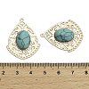 Brass Pave Dyed Synthetic Turquoise Teardrop Chandelier Component Links KK-Z088-02G-01-3