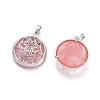 Cherry Quartz Glass Pendants G-L512-J21-2