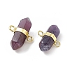 Natural Amethyst Double Terminal Pointed Connector Charms G-P491-11G-04-3