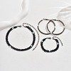 Alloy with Jet Rhinestone Chain Necklace & Hoop Earring & Bracelet FS-WG9D127-02-4