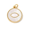 Brass Pave Natural White Shell Pendants KK-S522-11G-1