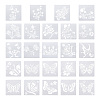 2Sets Square with Floral & Butterfly Pattern PET Drawing Stencil DIY-CW0001-12-1