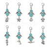 Angel Synthetic Turquoise Beads & Alloy Sea Animal Pendant Decorations HJEW-JM03074-2