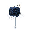 Silk Cloth Imitation Rose Corsage Boutonniere HULI-PW0001-02D-1