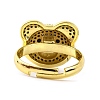 Bear Brass Micro Pave Cubic Zirconia Open Cuff Ring for Women RJEW-U003-22E-G-3
