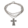 Alloy Multi Layered Necklaces for Women NJEW-U013-04P-2