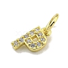 Letter Brass Micro Pave Clear Cubic Zirconia Pendants KK-K354-06G-P-2